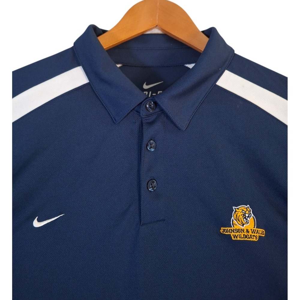 NIKE Johnson & Wales Wildcats NCAA Polo Shirt Men's 2XL* Blue Performance